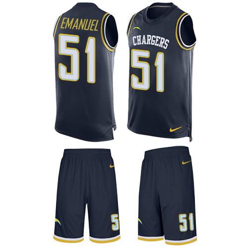 Nike Chargers #51 Kyle Emanuel Navy Blue Team Color Men's Stitched NFL Limited Tank Top Suit Jersey - Click Image to Close